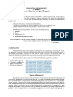 Organization and Management 1 Quarter Lesson 1: Nature and Concepts of Management