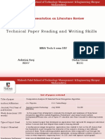 Technical Paper Reading and Writing Skills: MTT-1 Presentation On Literature Review