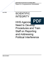 Scientific Integrity HHS Agencies Need To Develop Procedures and Train Staff On Reporting and Addressing Political Interference