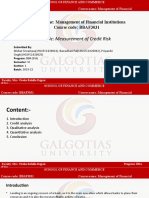 Topic: Measurement of Credit Risk: Course Name: Management of Financial Institutions Course Code: BBAF3031