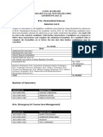 B.Sc. Paramedical Sciences Selection List 6: Fee Details Head Fee