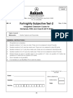 Fortnightly Subjective Test-2: Integrated Classroom Course For Olympiads, NTSE and Class-IX (2019-2020)