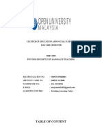 Table of Content: Cluster of Education and Social Sciences May 2020 Semester