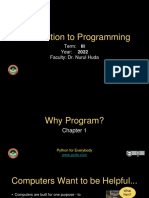 Introduction To Programming: Term: Year: Faculty: Dr. Nurul Huda