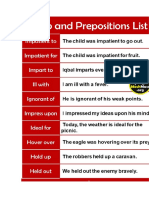 Common Verb Preposition List With Examples PDF