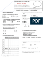 EXAMEN MENSUAL DE QUÍMICA 2do de Secundaria