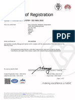 Certificate of Registration: Quality Management System - Iso 9001:2015