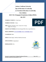 EDCI526 Pedagogical Foundations Course Outline