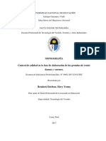 Control de Calidad en La Fase de Elaboració de Las Prendas de Vestir Damas y Varones