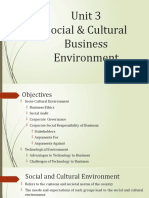 Be - Unit 3 - Socio-Cultural & Technological Environment