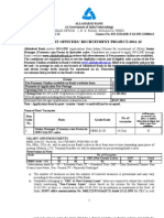 Specialist Officers' Recruitment Project:2011-12: Head Office: 2, N. S. Road, Kolkata 700001