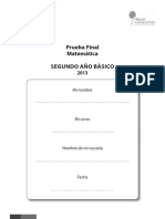 Prueba Final Matemática SEGUNDO AÑO BÁSICO 2013