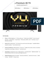 Vu+Premium+4K+TV Specification 43PM 50PM 65PM