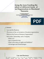 Applying The Laws Guiding The Formation of Different Business Organizations (Topic II)