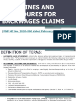 Guidelines and Procedures For Backwages Claims PNP MC No. 2020-006