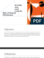 Understanding The Entity and Its Environment Including Its Internal Control and Assessing The Risks of Material Misstatement