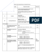 Checklist of Unified Lesson Plan