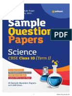 Arihant CBSE Term 1 Science Sample Papers Questions For Class 10