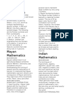 Roman, Mayan, Chinese, Indian, Islam, and Medieval European Mathematics