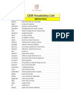 CEM Vocabulary List