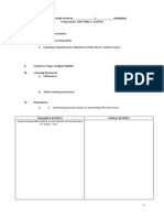 A Blank Format of Lesson Plan