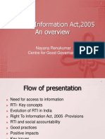 Right To Information Act, 2005 An Overview: Nayana Renukumar Centre For Good Governance