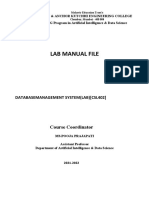 Lab Manual File: Course Coordinator