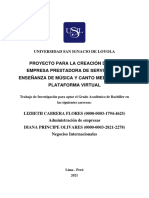 Proyecto para La Creación de Una Empresa Prestadora de Servicios de Enseñanza de Música Y Canto Mediante Una Plataforma Virtual