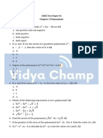 CBSE Test Paper 01 Chapter 2 Polynomials