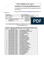 List of Shortlisted Candidates of School of Minerals, Metallurgical and Materials Engineering 15