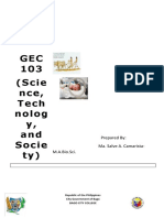 GEC 103 (Scie Nce, Tech Nolog Y, and Socie Ty) : Prepared By: Ma. Salve A. Camarista-M.A.Bio - Sci