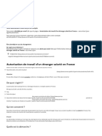 Autorisation de Travail D'un Étranger Salarié en France