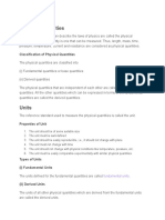 NOTES of PHYSICS Class 11 Units and Dimension