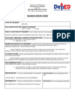 Incident Report Form Type of Incident in