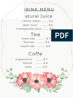 Beige Minimalist Floral Wedding Food Menu