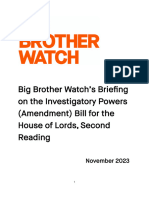 Big Brother Watch Briefing On Investigatory Powers Amendment Bill 2R HL Nov 2023