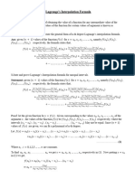 Lagranges Interpolation Formula