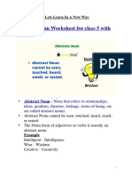 Abstract Noun Worksheet For Class 5 With Answers