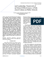 Instructional Leadership, Teamwork of Teachers, and School Effectiveness: A Path Model On School Culture in Public Schools