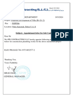 Subject: Appointment Letter For Sub Contractors: Dated: 9/3/ 2024