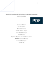 The Effects Between Time Pressure and Performance: An Experimental Study On de La Salle University Students