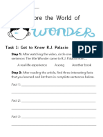 Explore The World of Wonder Handout