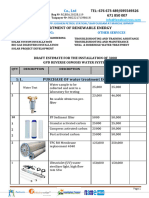 Draft Estimate For Water Treatment