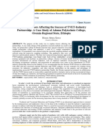 Exploring Factors Affecting The Success of TVET-Industry Partnership: A Case Study of Adama Polytechnic College, Oromia Regional State, Ethiopia
