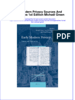 Ebook Early Modern Privacy Sources and Approaches 1St Edition Michael Green Online PDF All Chapter