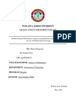   MSc Thesis Proposal Of Student Dropout Performance Analysis using Machine Learning Techniques In case of Wolaita Sodo University