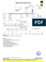 Inspection Certificate: Stainless Steel Round Bar Solution Annealed Centerless Ground & Polished