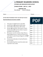 P6 Social Studies and Religious Education Set 2 Exam Namagunga Primary Boarding