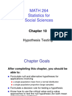 MATH 264 Statistics For Social Sciences: Hypothesis Testing