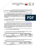 Mechanical Engineers and Certfied Plant Mechanics Licensure Exams.